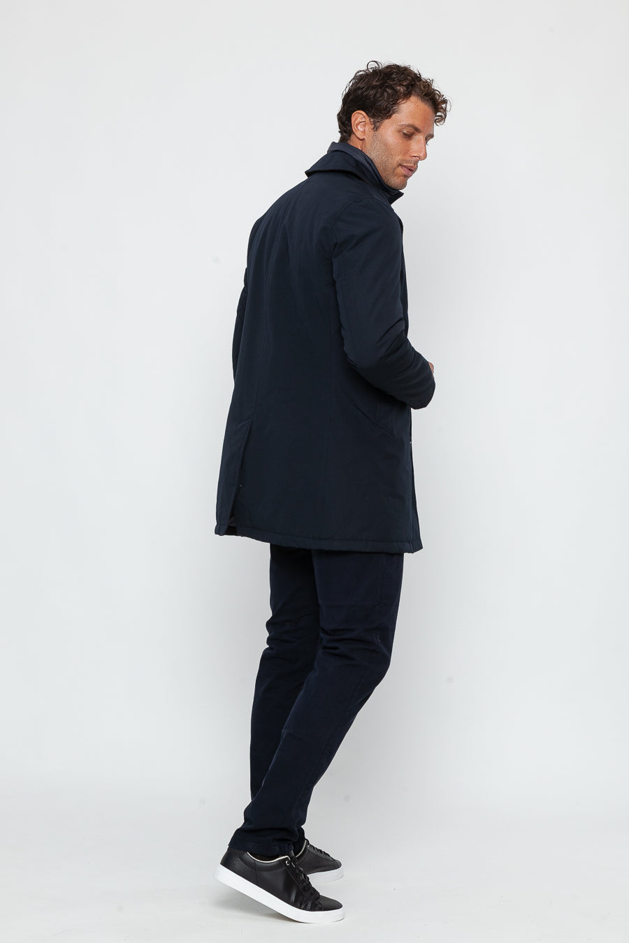 Men's Coat | Single Breasted Point Collar Welt Pocket Car Coat - 3