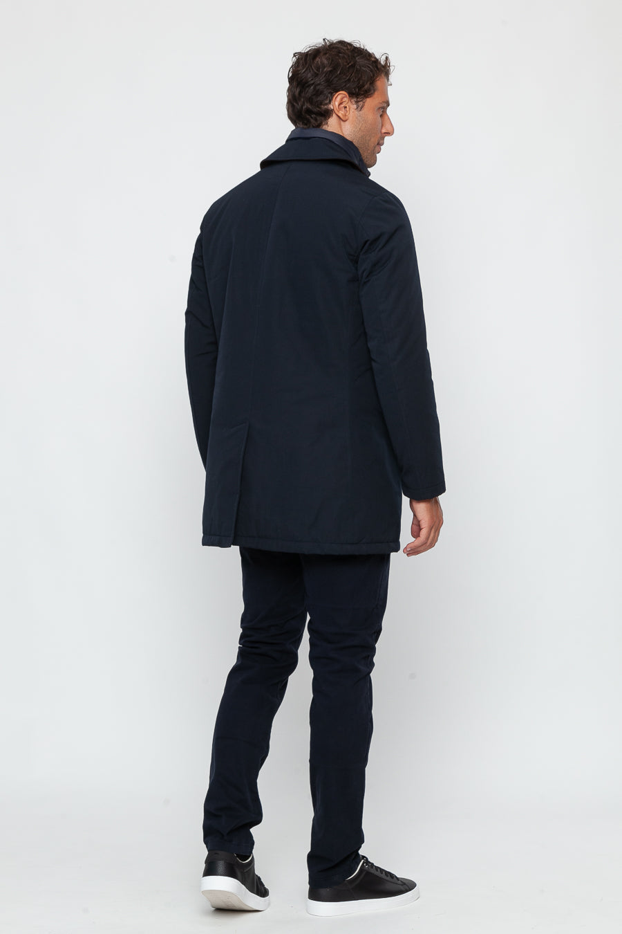 Men's Coat | Single Breasted Point Collar Welt Pocket Car Coat - 4