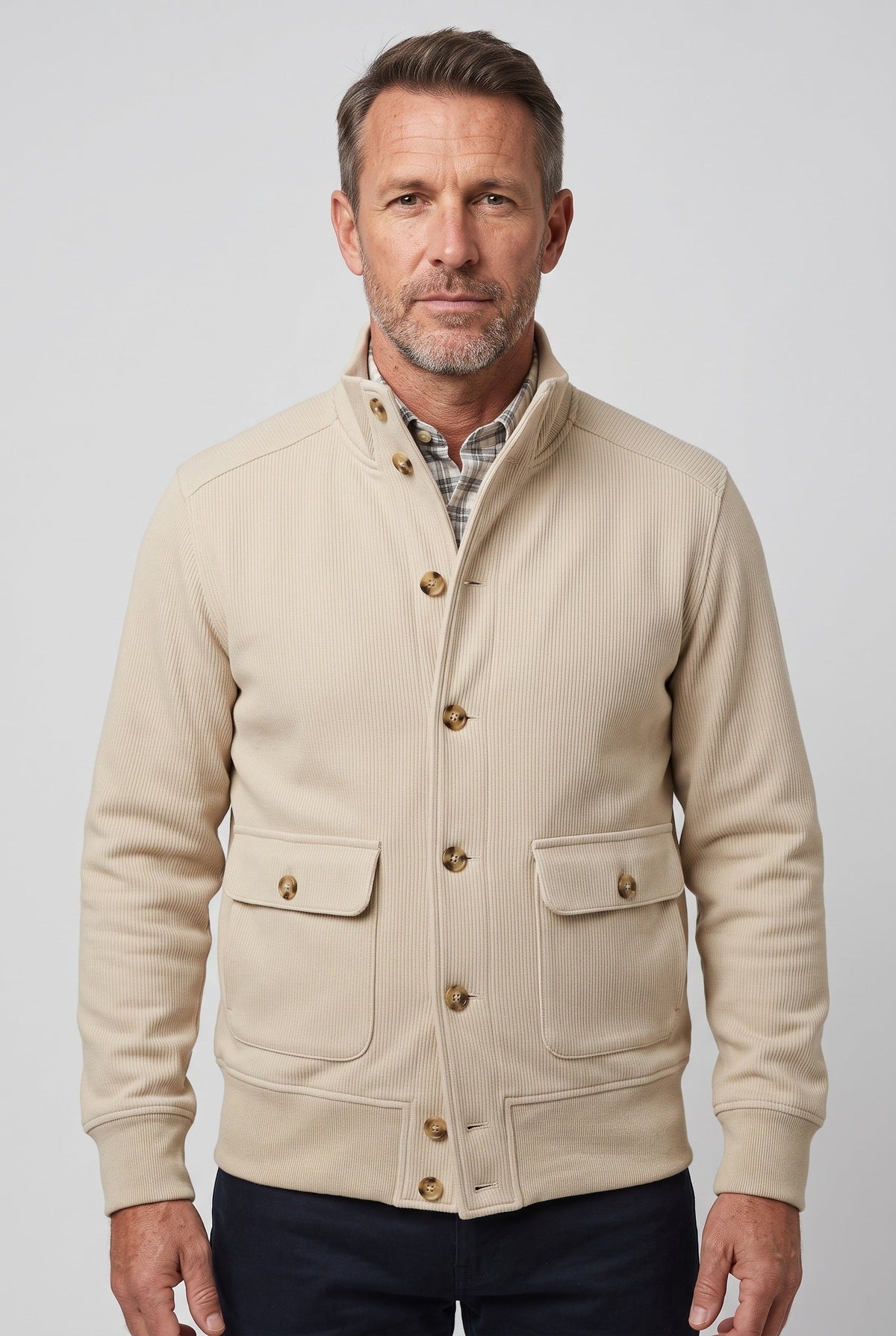 Men's Jacket | Button Front Stand Collar - 1