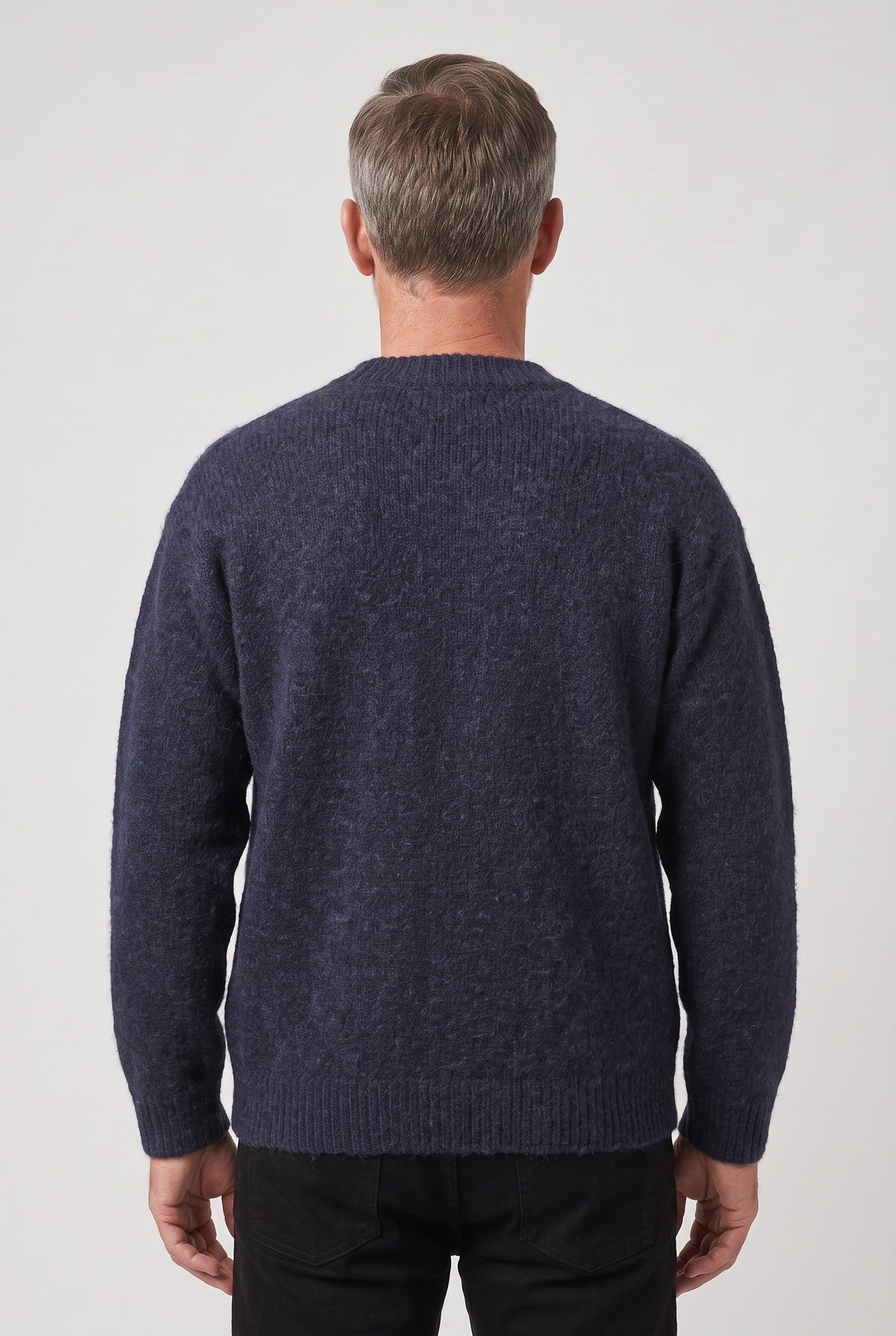 Men's Knit Sweater | Crew Neck Brushed Texture - 2