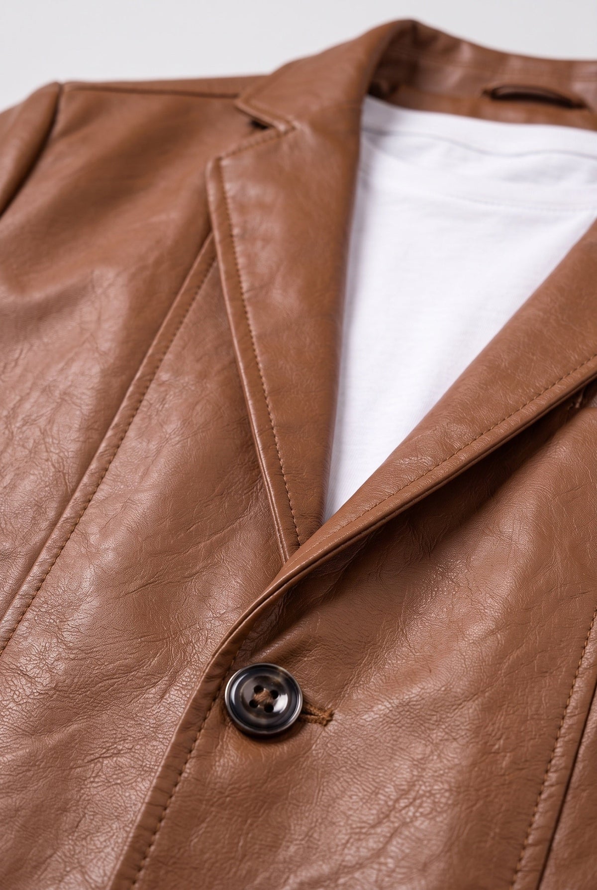 Men's Leather-Look Jacket | Notch Lapel Two Button - 3