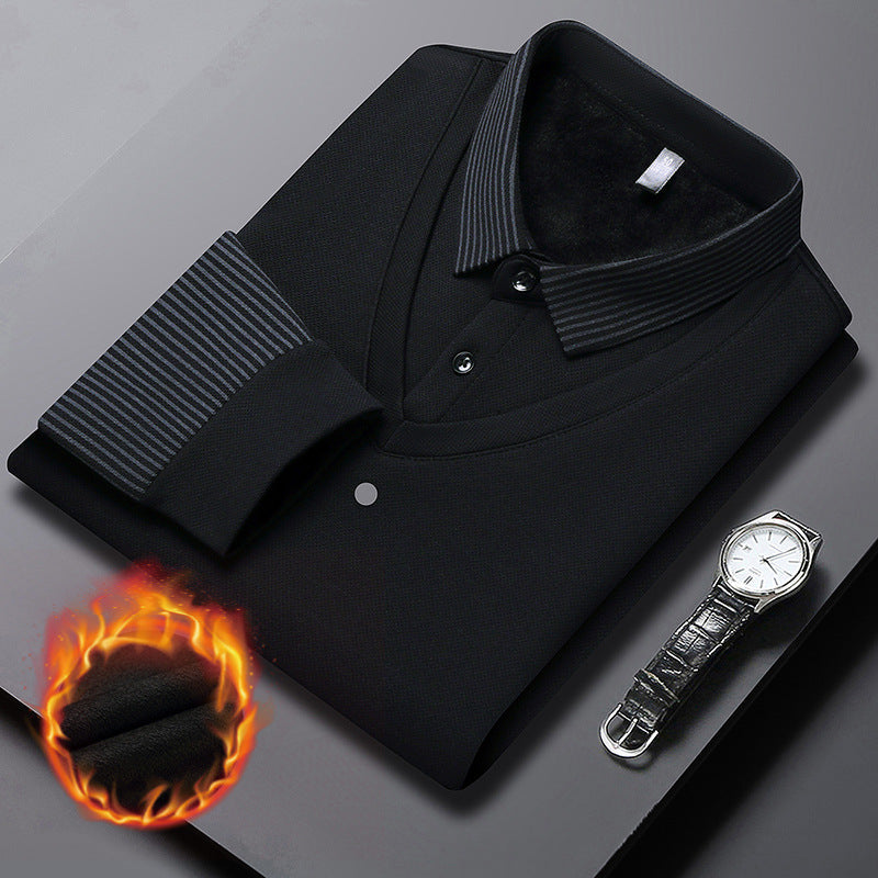 Men's Polo Sweater | Layered Look Shirt Collar Ribbed Sleeve Knit - 10