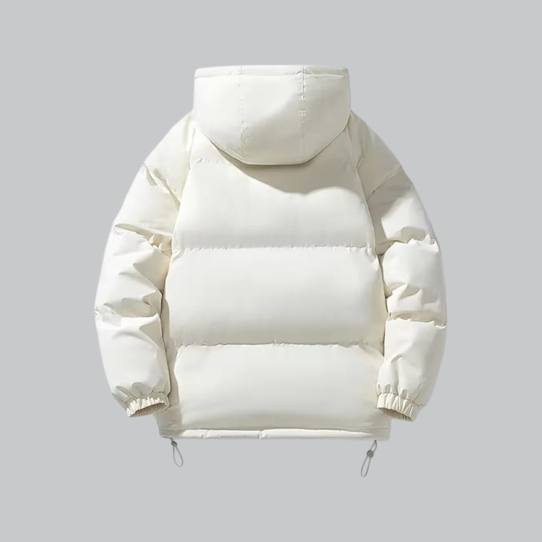 Men's Puffer Jacket | Hooded Oversized Quilted Drawstring Hem - 7