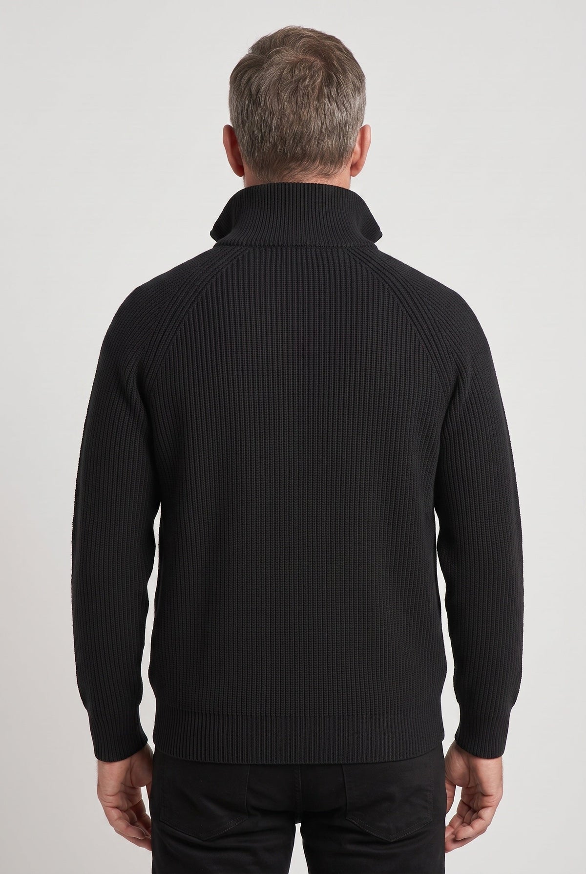 Men's Quarter Zip Sweater | Chunky Rib Raglan Sleeves - 2
