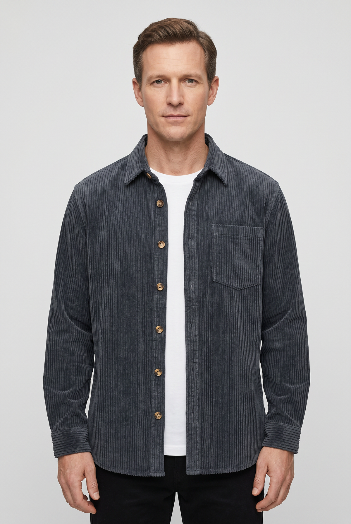 Men's Shirt | Ribbed Button Through Chest Pocket - 1