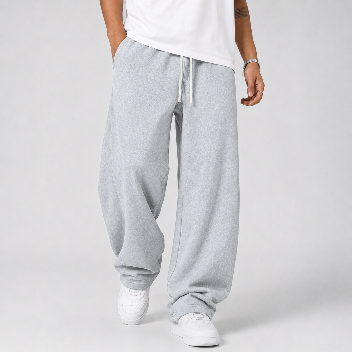 Men's Sweatpants | Baggy Wide Leg Drawstring Waist Side Pockets - 5