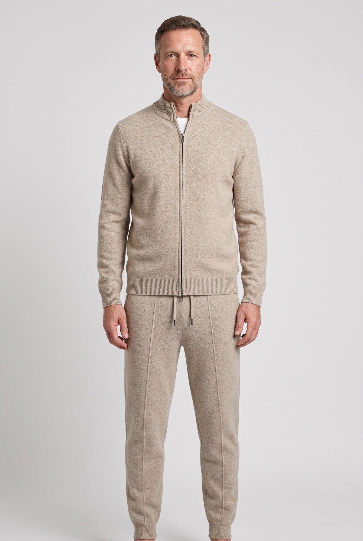 Men's Tracksuit | Knit Zip Front with Funnel Neck - 1