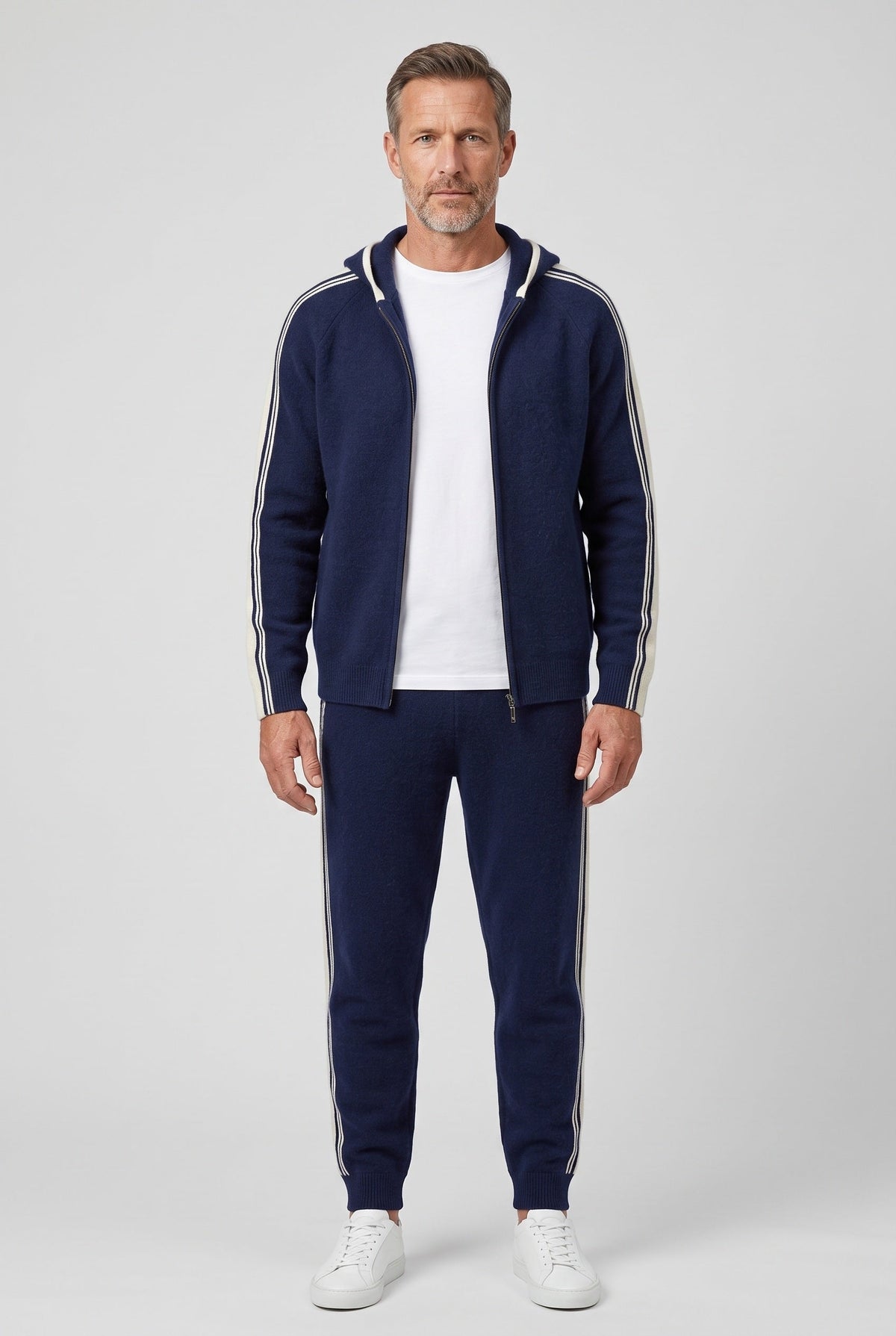Men's Tracksuit | Knit Zip Hood with Side Stripe - 1