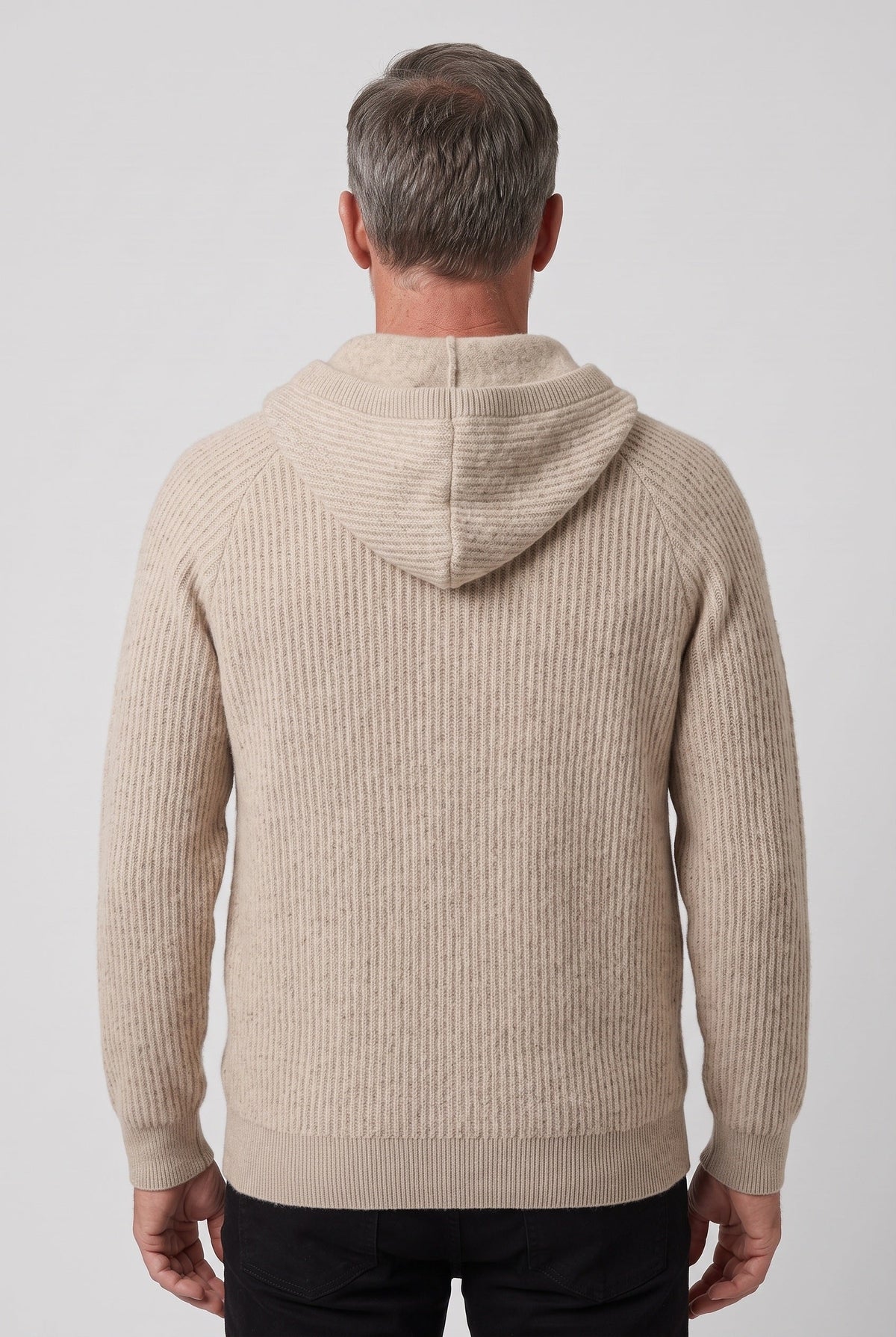 Men's Zip Up Hoodie | Full Zip Ribbed Knit - 2