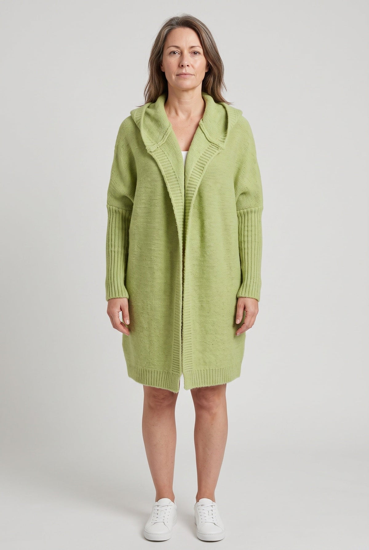 Women's Cardigan | Hooded Longline Open Front - 1