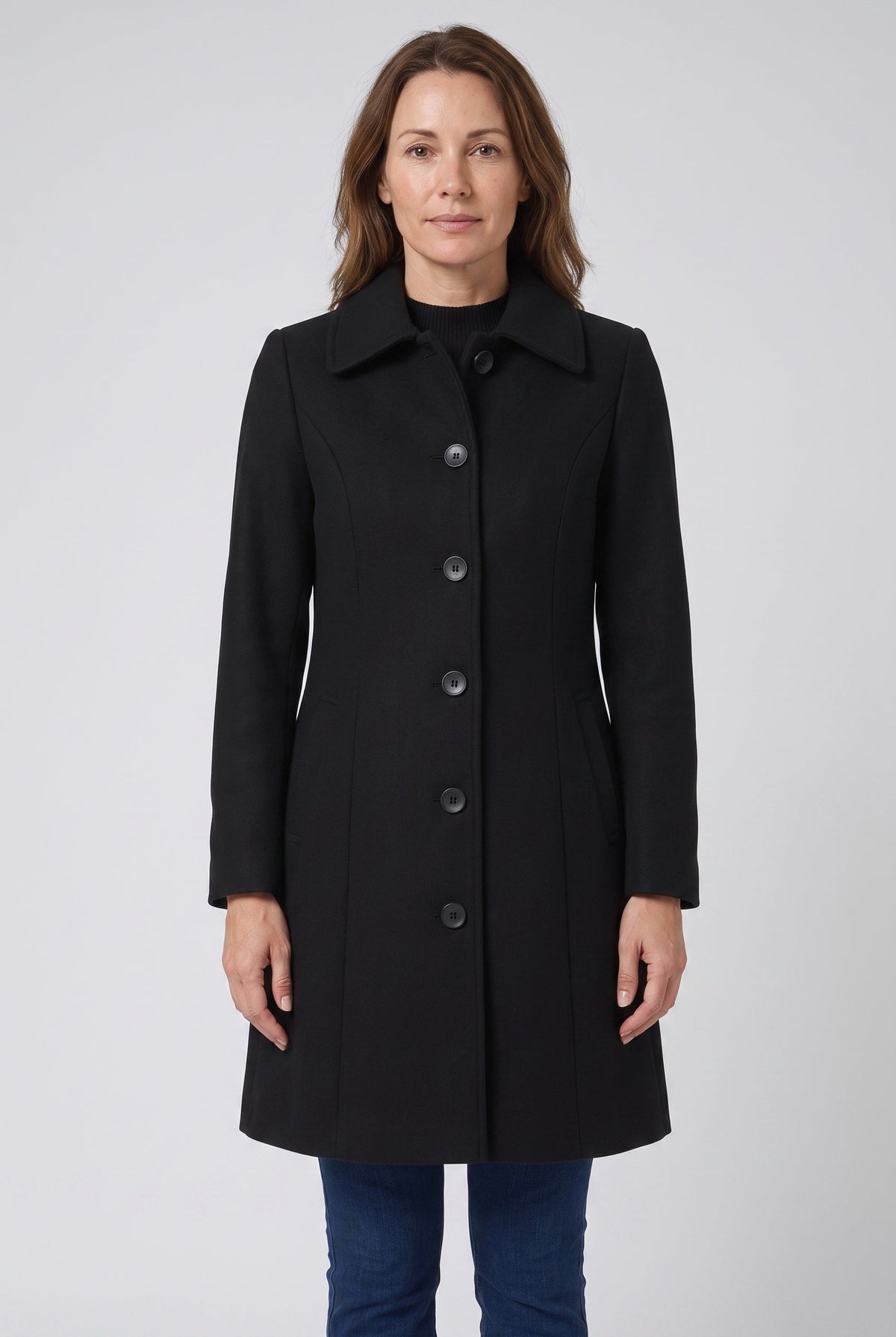 Women's Coat | Single Breasted Point Collar - 1