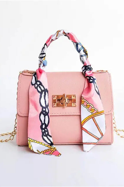 Women's Crossbody Bag | Scarf Handle with Turn Lock - 6