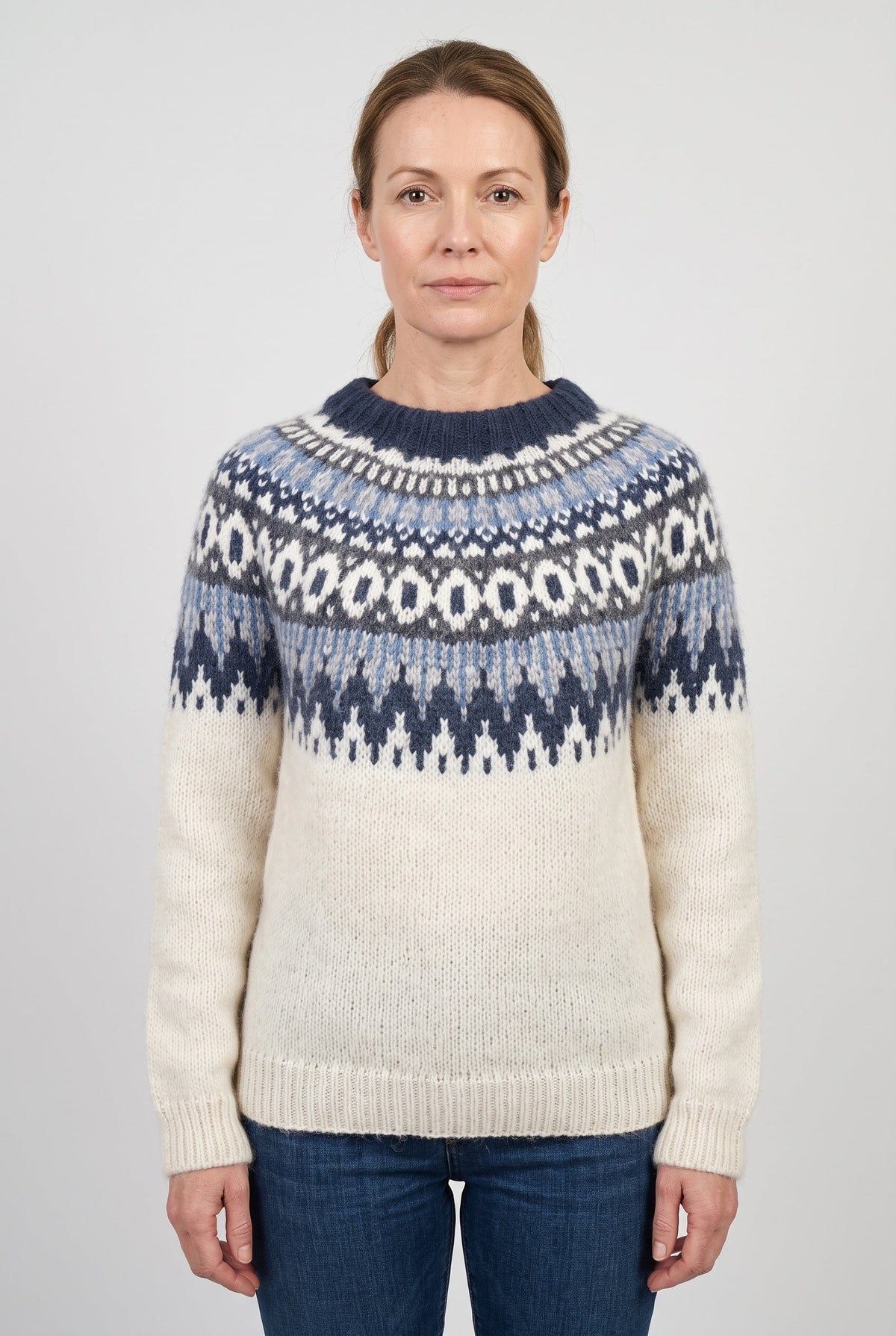 Women's Fair Isle Sweater | Nordic Yoke Crew Neck - 1