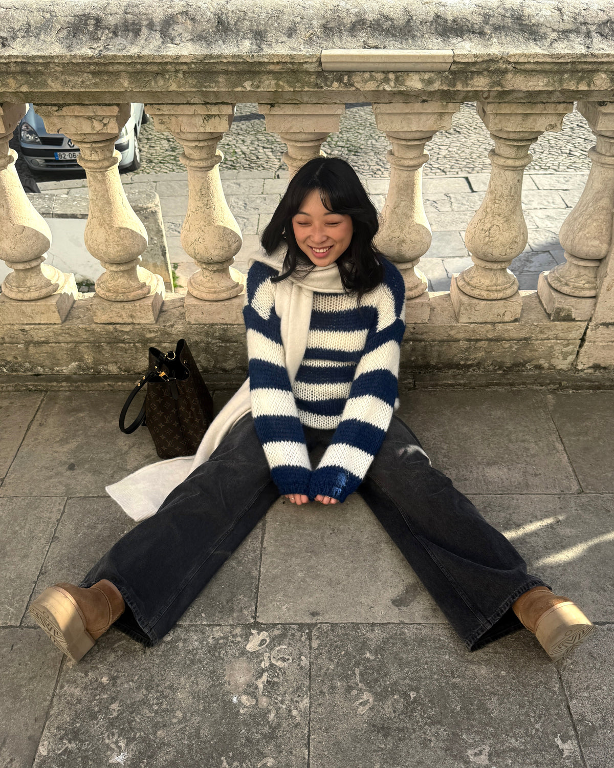 Women's Knit Sweater | Chunky Wide Stripe Drop Shoulder Oversized - 20