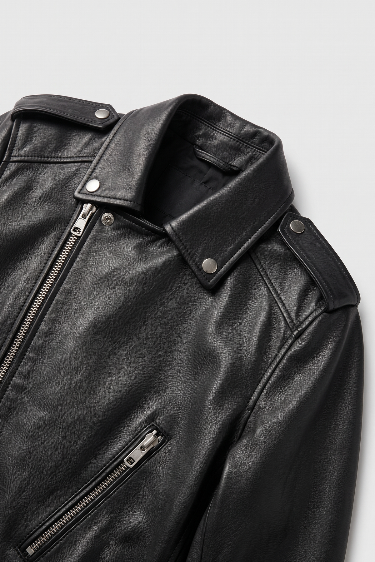 Women's Leather-Look Jacket | Asymmetric Zip Snap Collar - 2