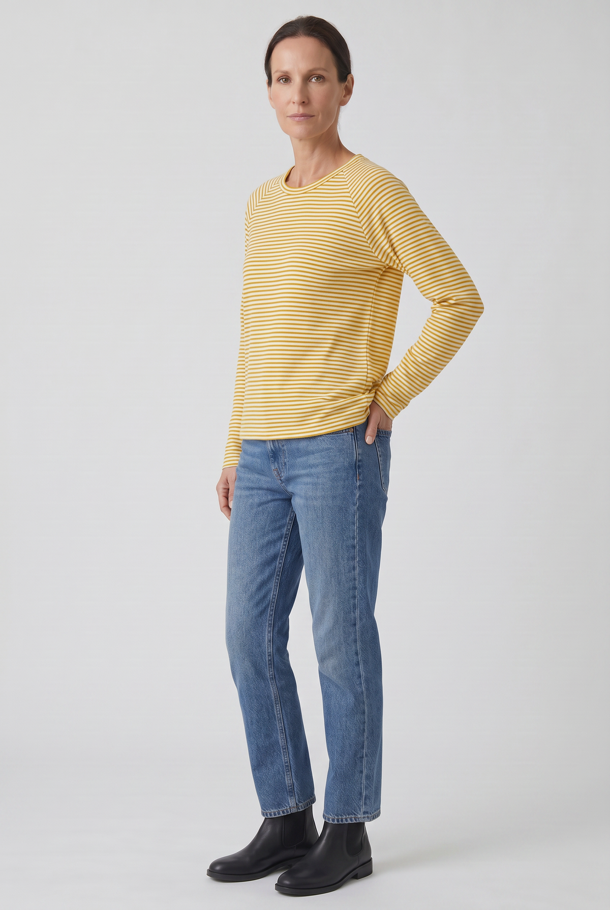 Women's Long Sleeve Shirt | Striped Crew Neck - 6