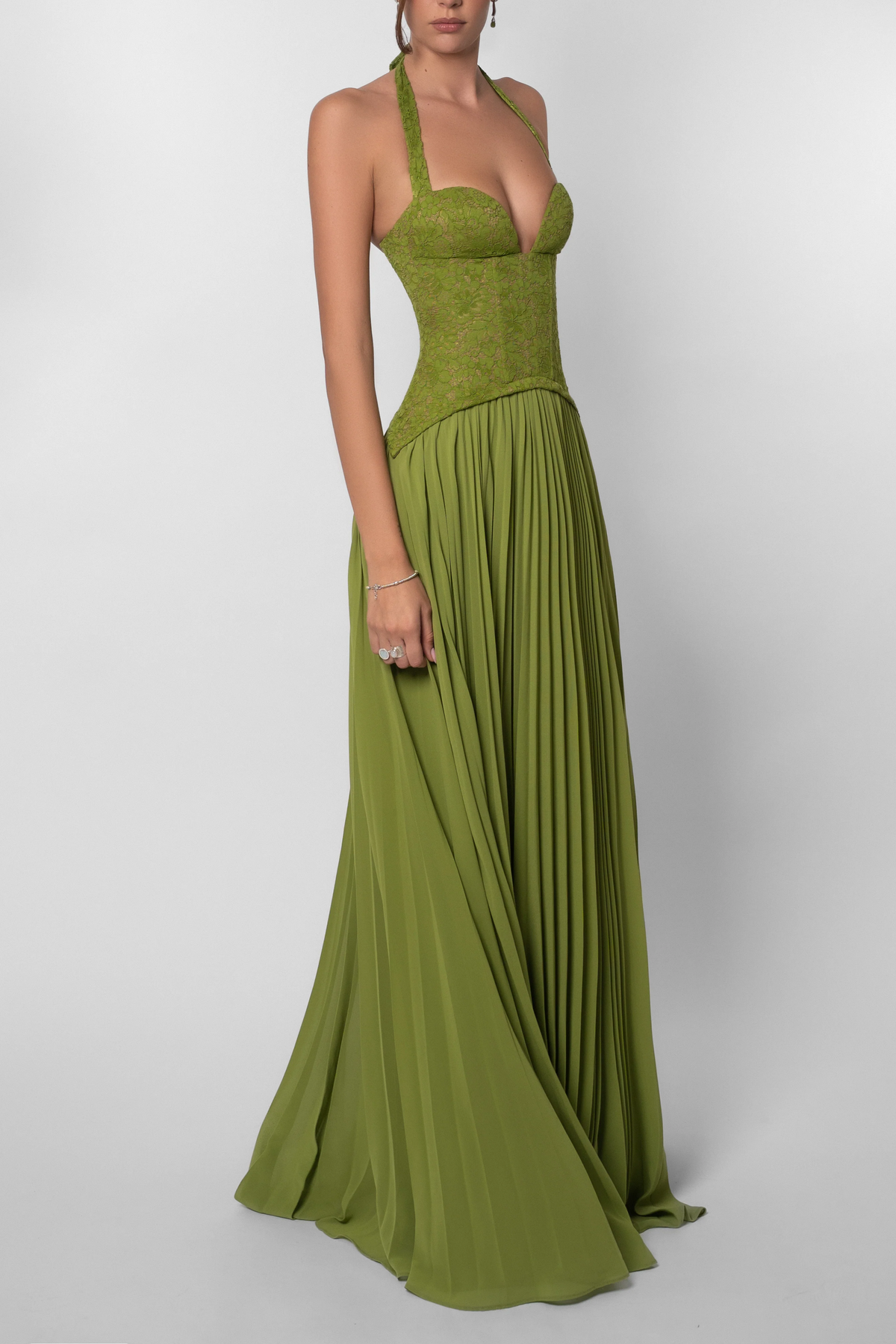 Women's Prom Dress | Corset Bodice Pleated Chiffon Maxi - 8