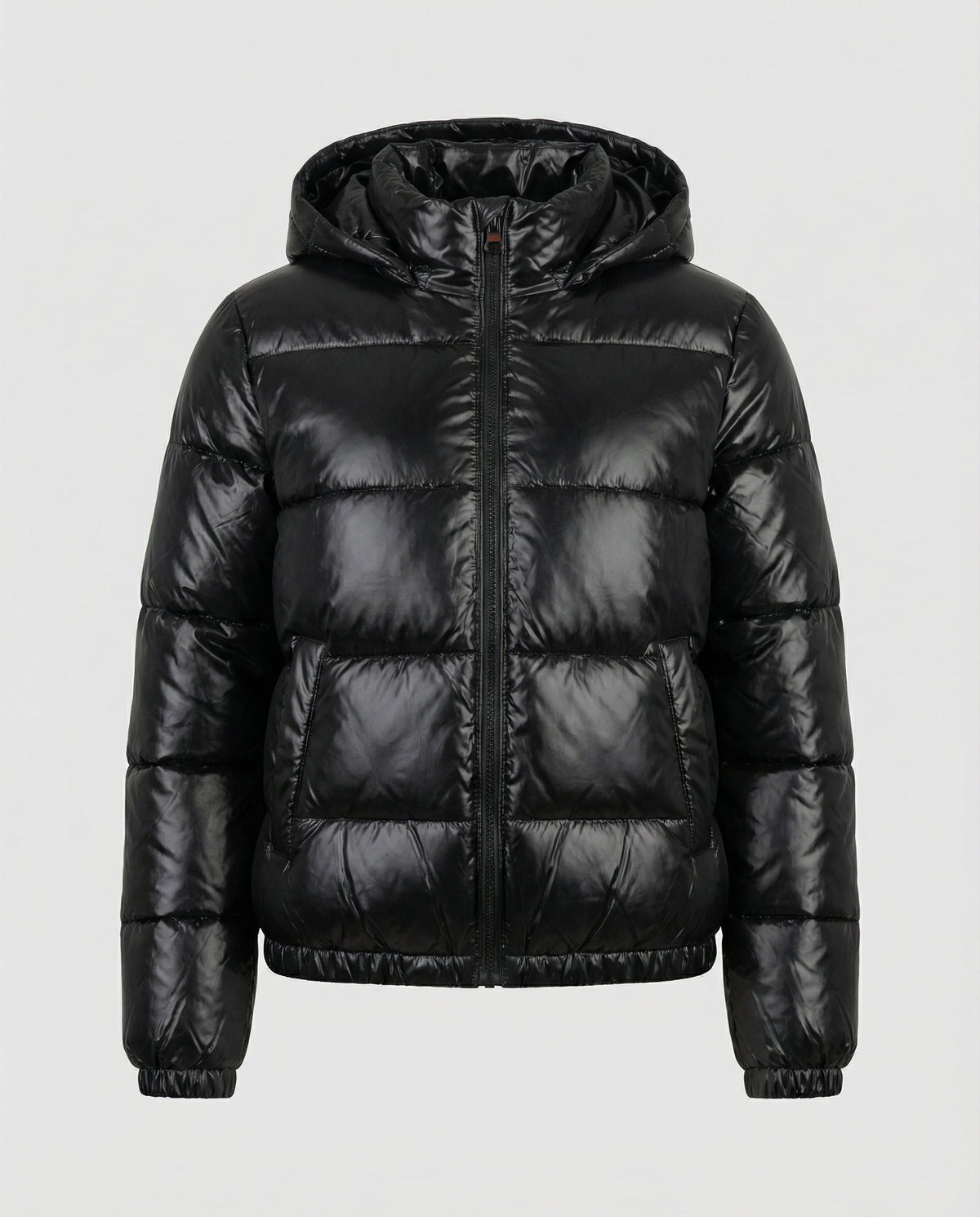 Women's Puffer Jacket | Detachable Hood Glossy Quilted Zip-Up - 8
