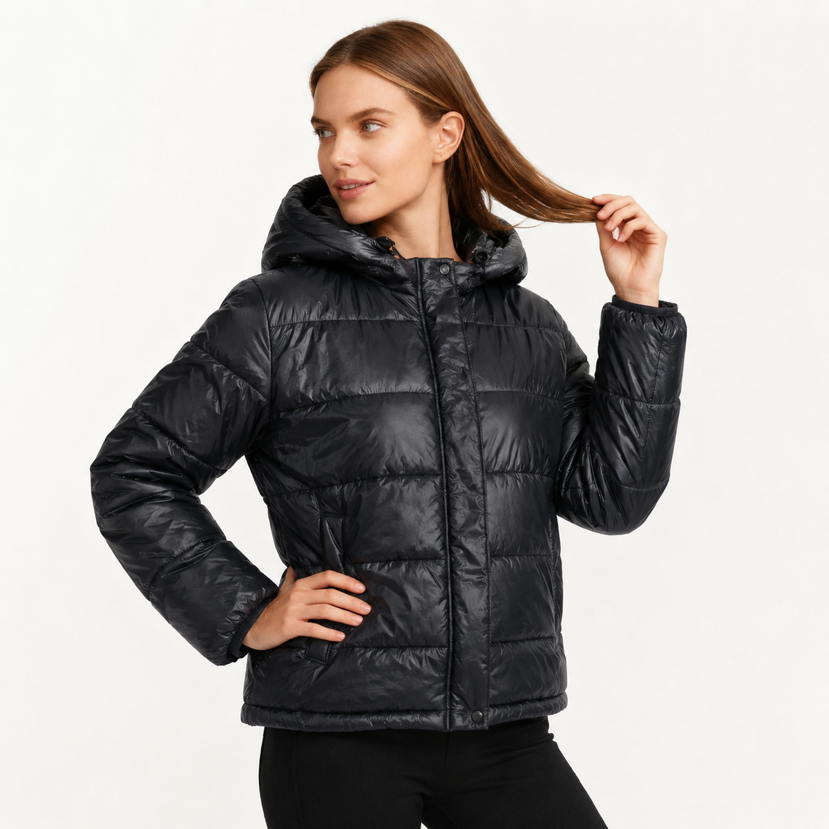 Women's Puffer Jacket | Hooded Lightweight Quilted Zip-Up - 9