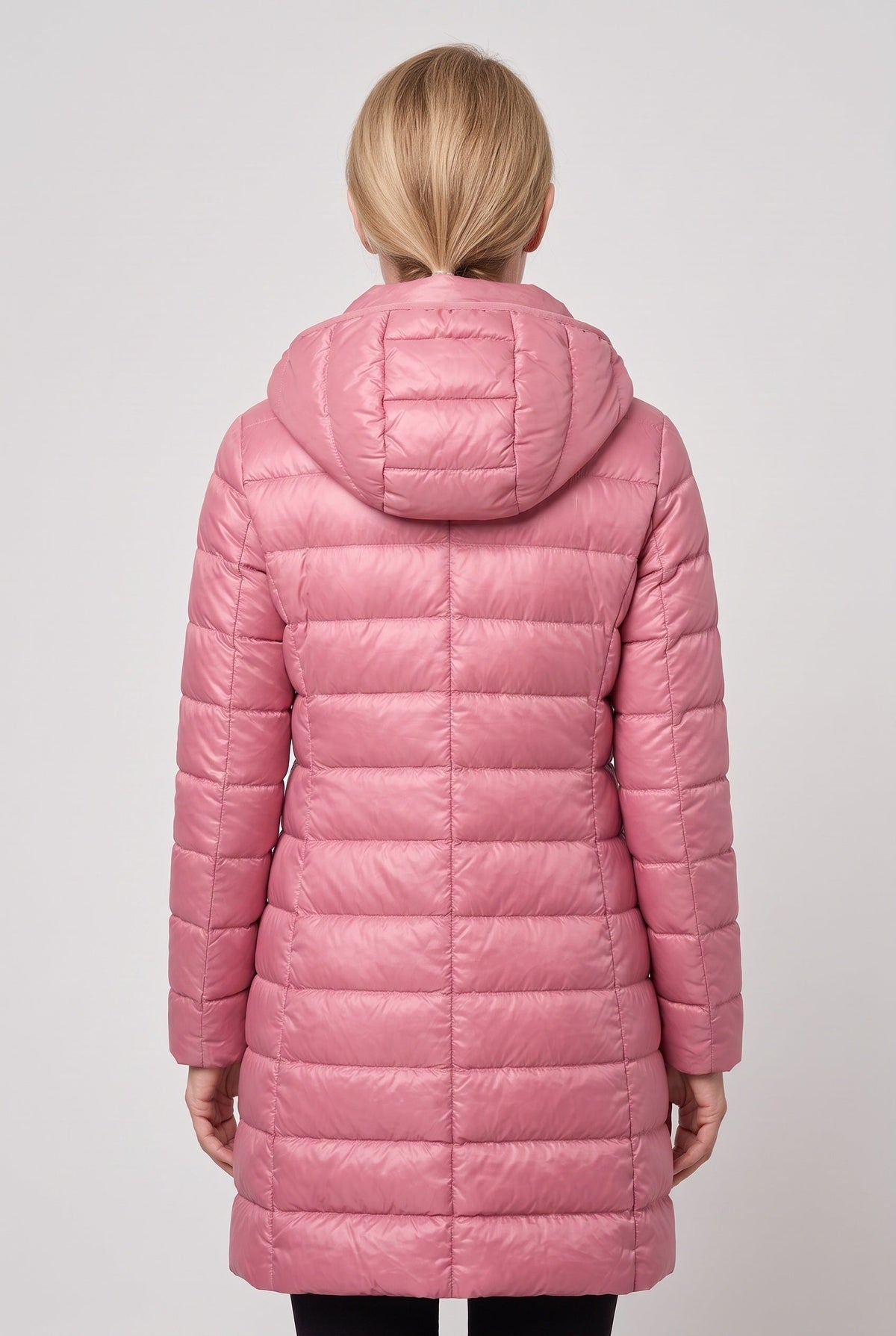 Women's Puffer Jacket | Longline Hooded Zip Front - 2