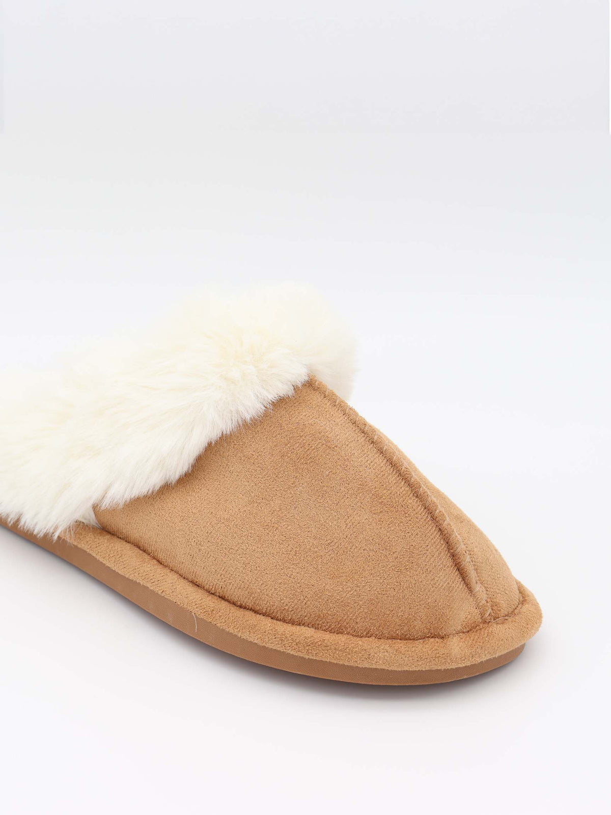 Women's Slippers | Faux Suede Faux Fur Lined Slip-On Mule - 5