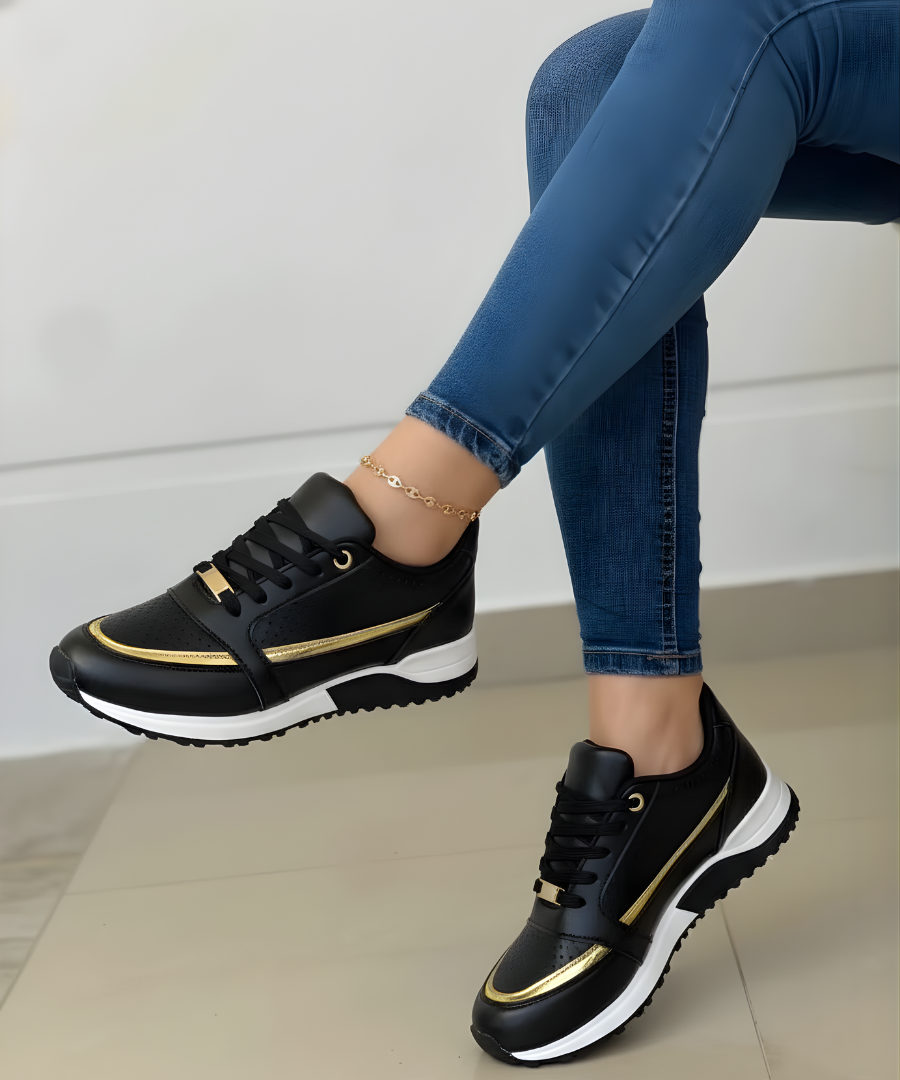 Women's Sneakers | Lace-Up Cushioned Sole Padded Collar Walking - 3