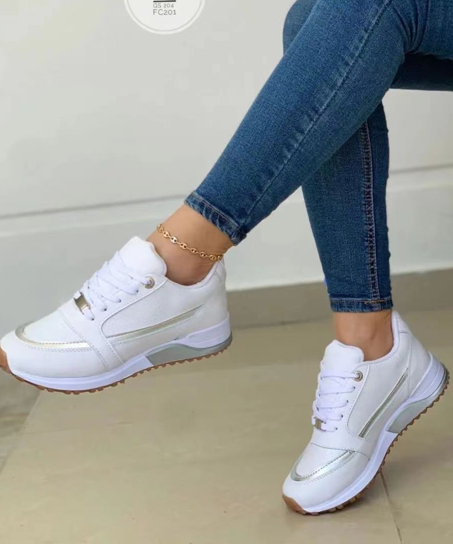 Women's Sneakers | Lace-Up Cushioned Sole Padded Collar Walking - 4