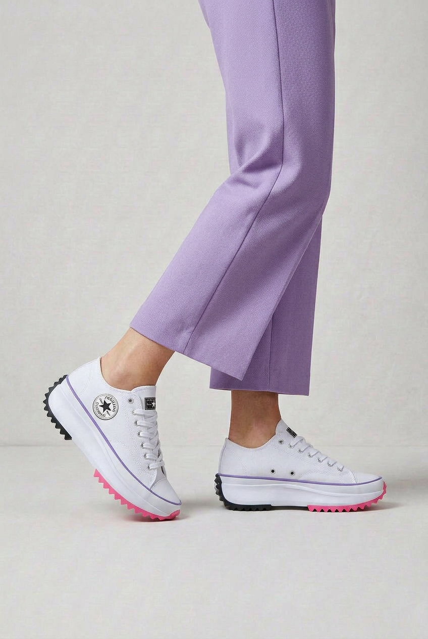 Women's Sneakers | Platform Sole with Molded Toe Cap - 2