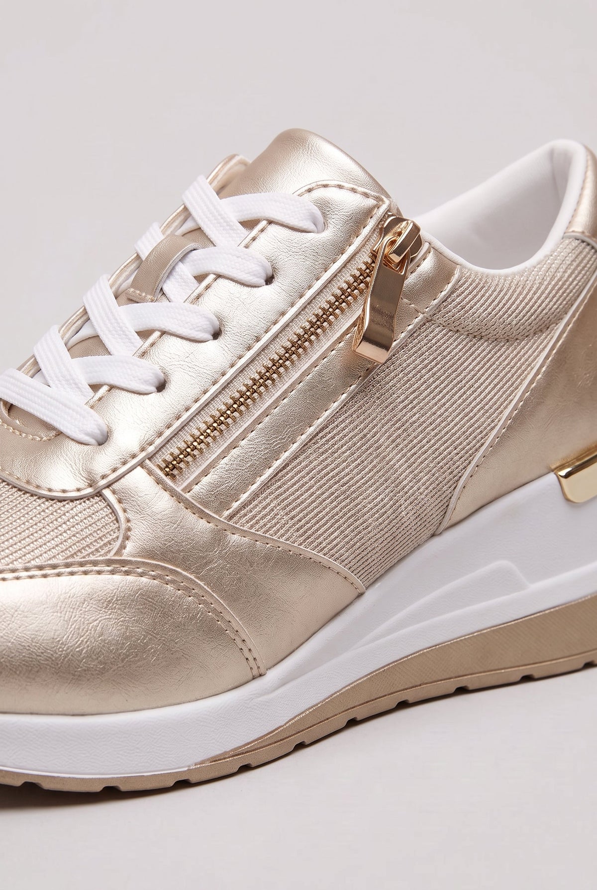 Women's Sneakers | Side Zip with Hidden Wedge Heel - 2