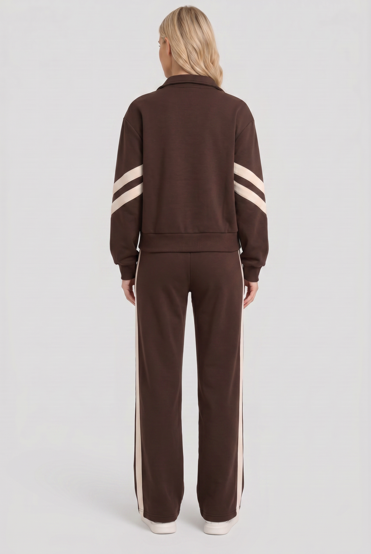 Women's Tracksuit | Zip Front Funnel Neck Wide Leg - 2