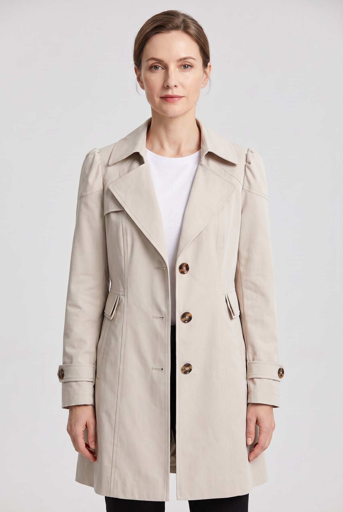 Women's Trench Coat | Single Breasted Notch Lapel - 1