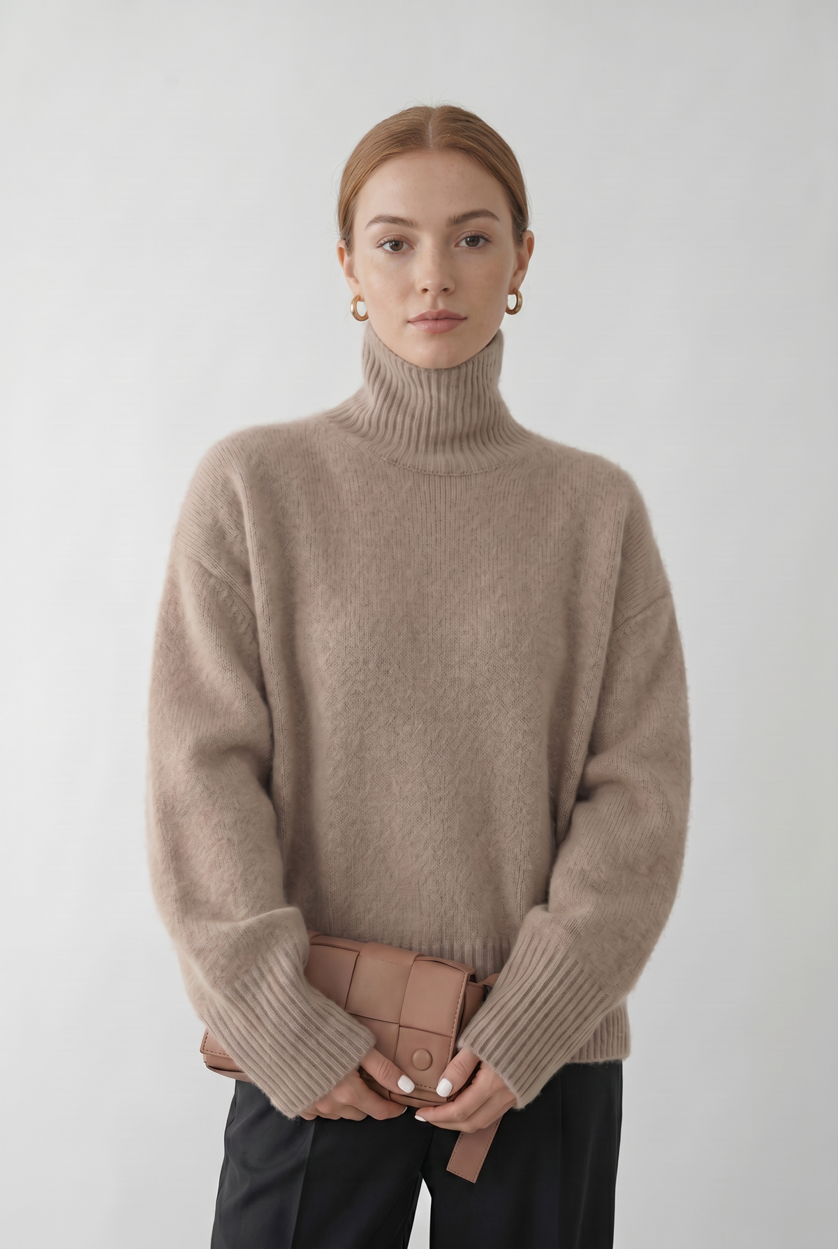 Women's Turtleneck Sweater | Drop Shoulder Relaxed Fit - 1