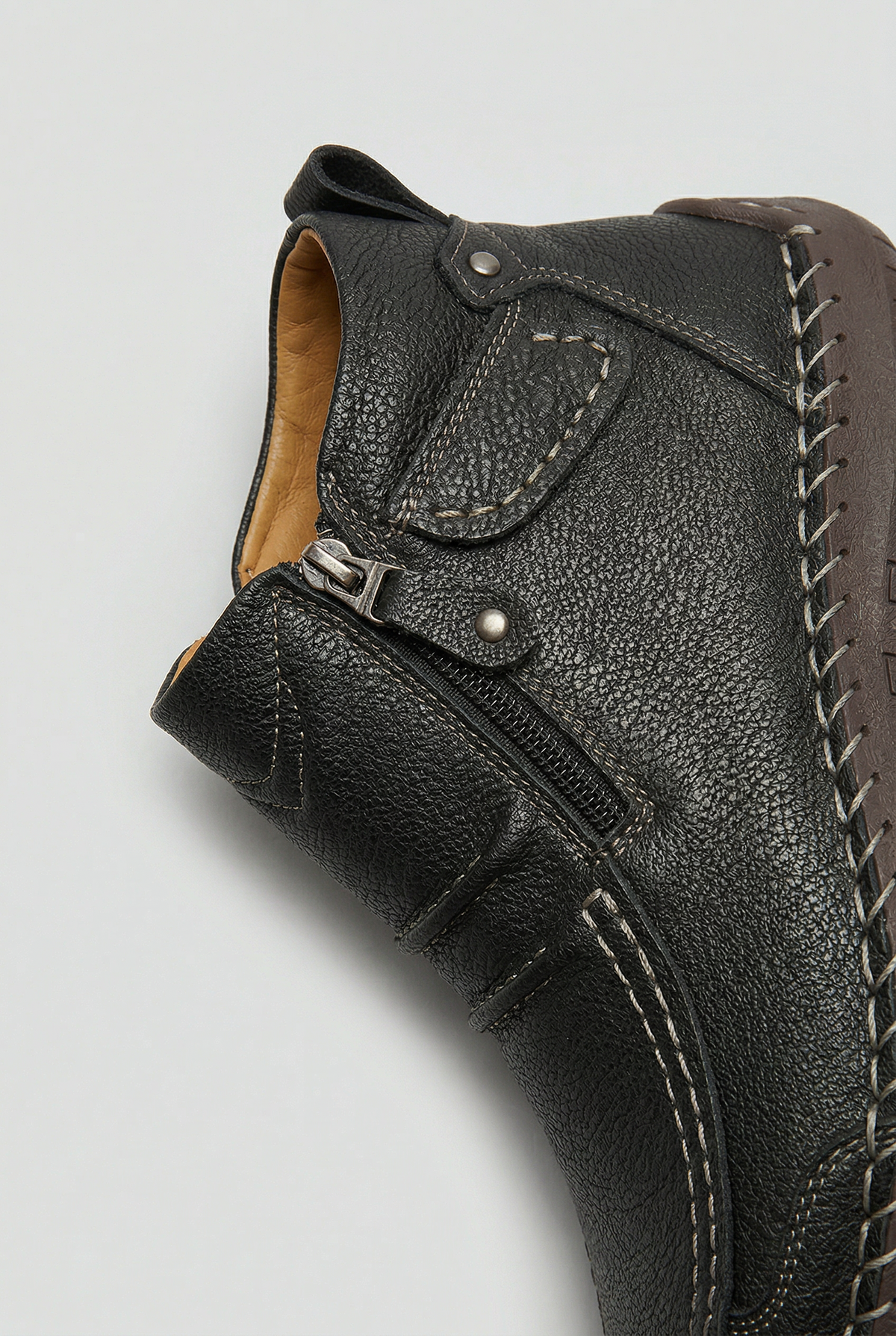 Men's Ankle Boots | Side Zip with Moc Toe Stitching - 3