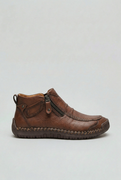 Men's Ankle Boots | Side Zip with Moc Toe Stitching - 4
