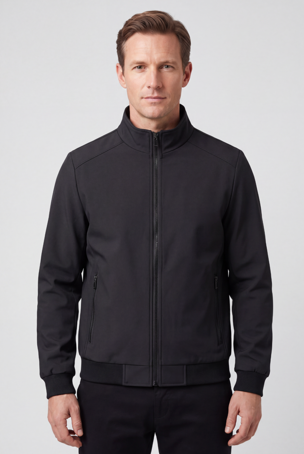 Men's Bomber Jacket | Stand Collar Ribbed Hem - 1