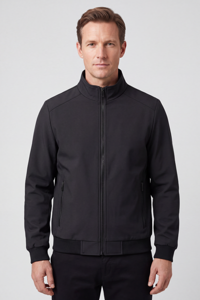 Men's Bomber Jacket | Stand Collar Ribbed Hem - 1