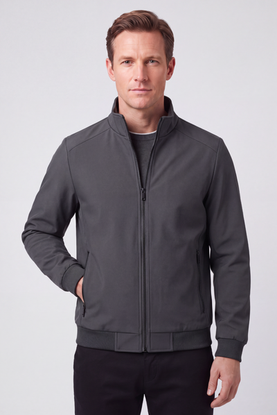 Men's Bomber Jacket | Stand Collar Ribbed Hem - 7