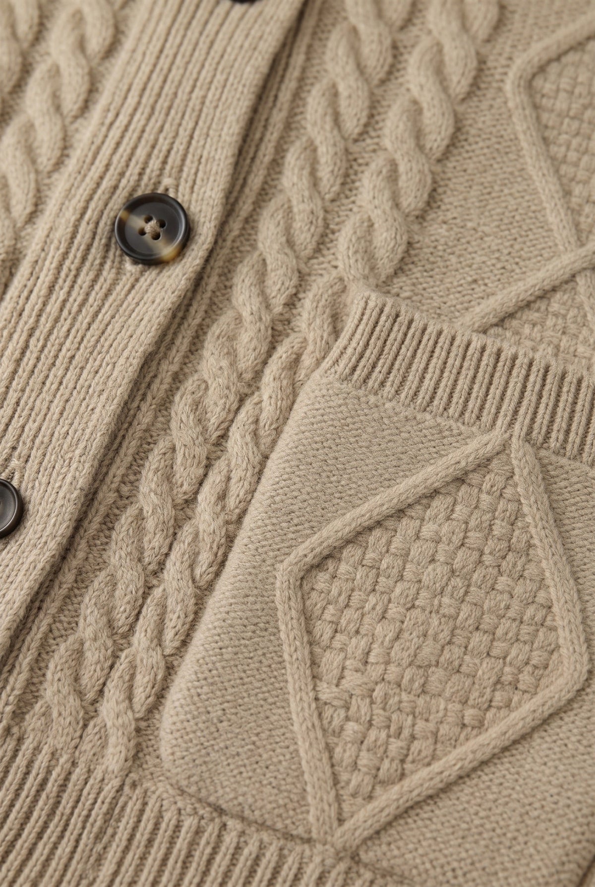 Men's Cardigan | Cable Knit Shawl Collar - 3