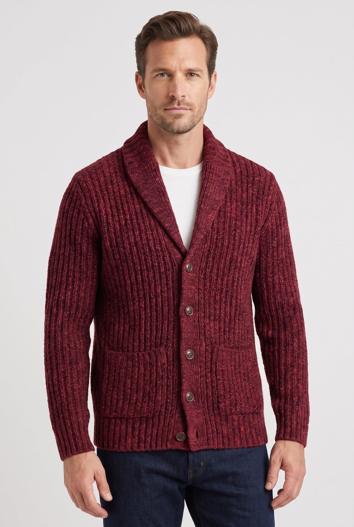 Men's Cardigan | Chunky Rib Knit Button Front - 1