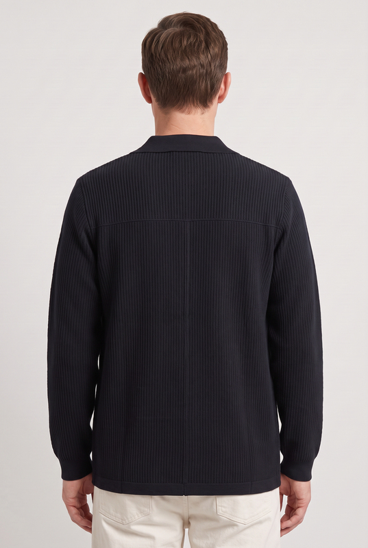 Men's Cardigan | Shirt Collar with Patch Pockets - 2