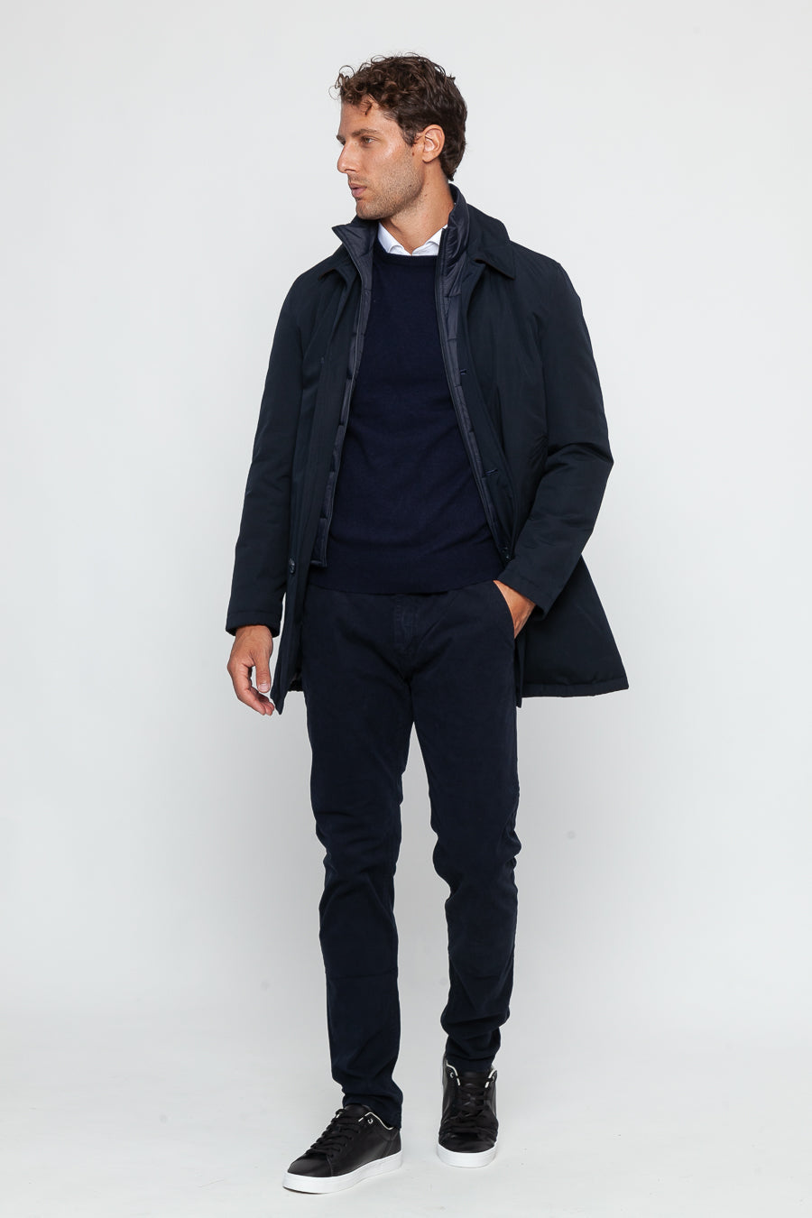 Men's Coat | Single Breasted Point Collar Welt Pocket Car Coat - 5