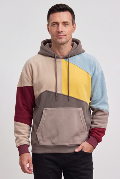 Men's Hoodie | Asymmetric Color Block Panels - 1