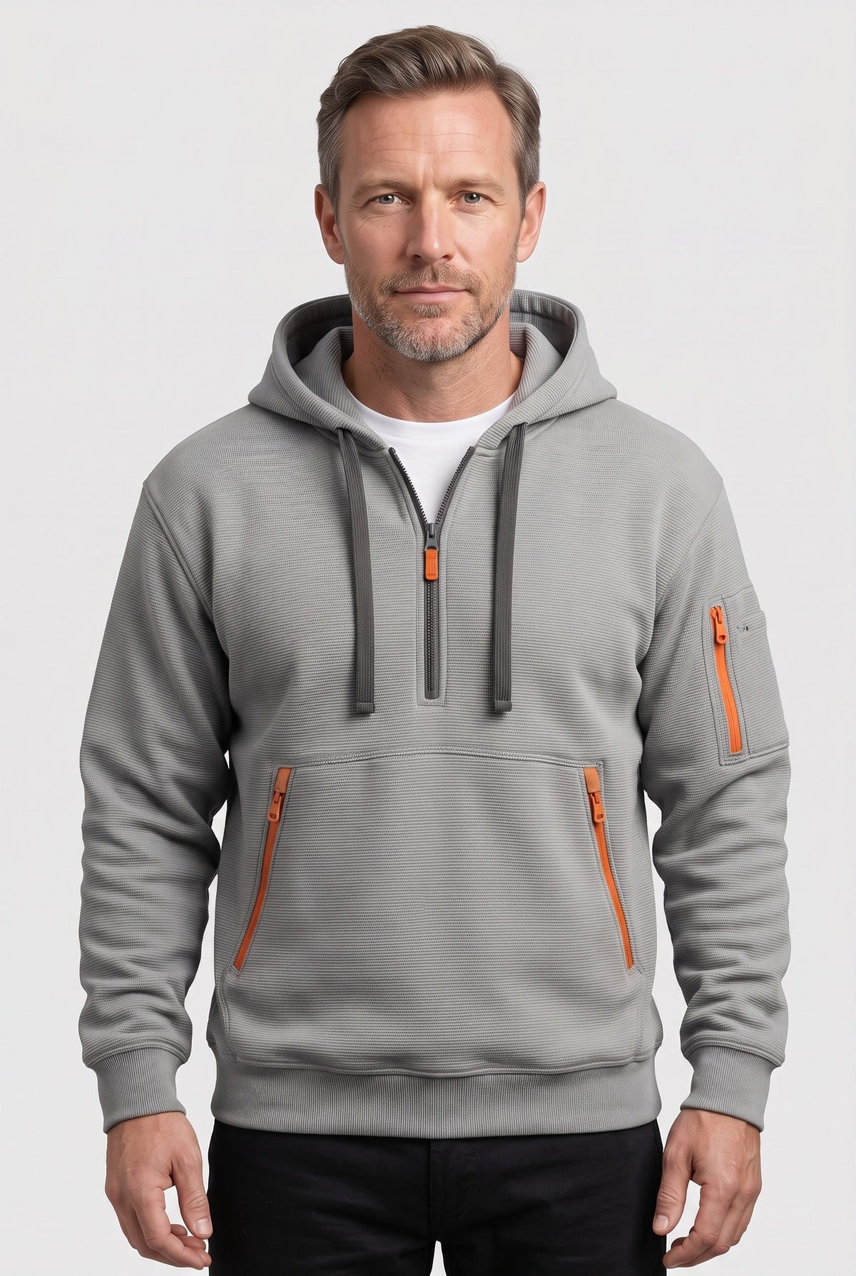 Men's Hoodie | Quarter Zip with Zipped Pockets - 1