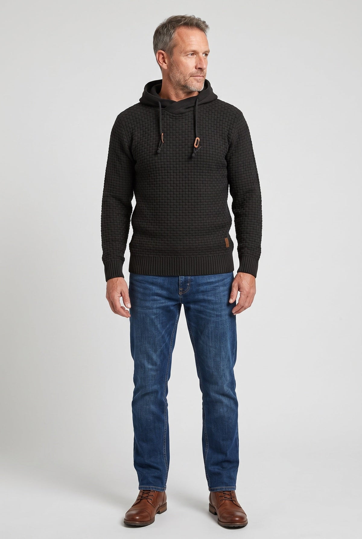 Men's Hoodie | Waffle Texture Crossover Hood - 2