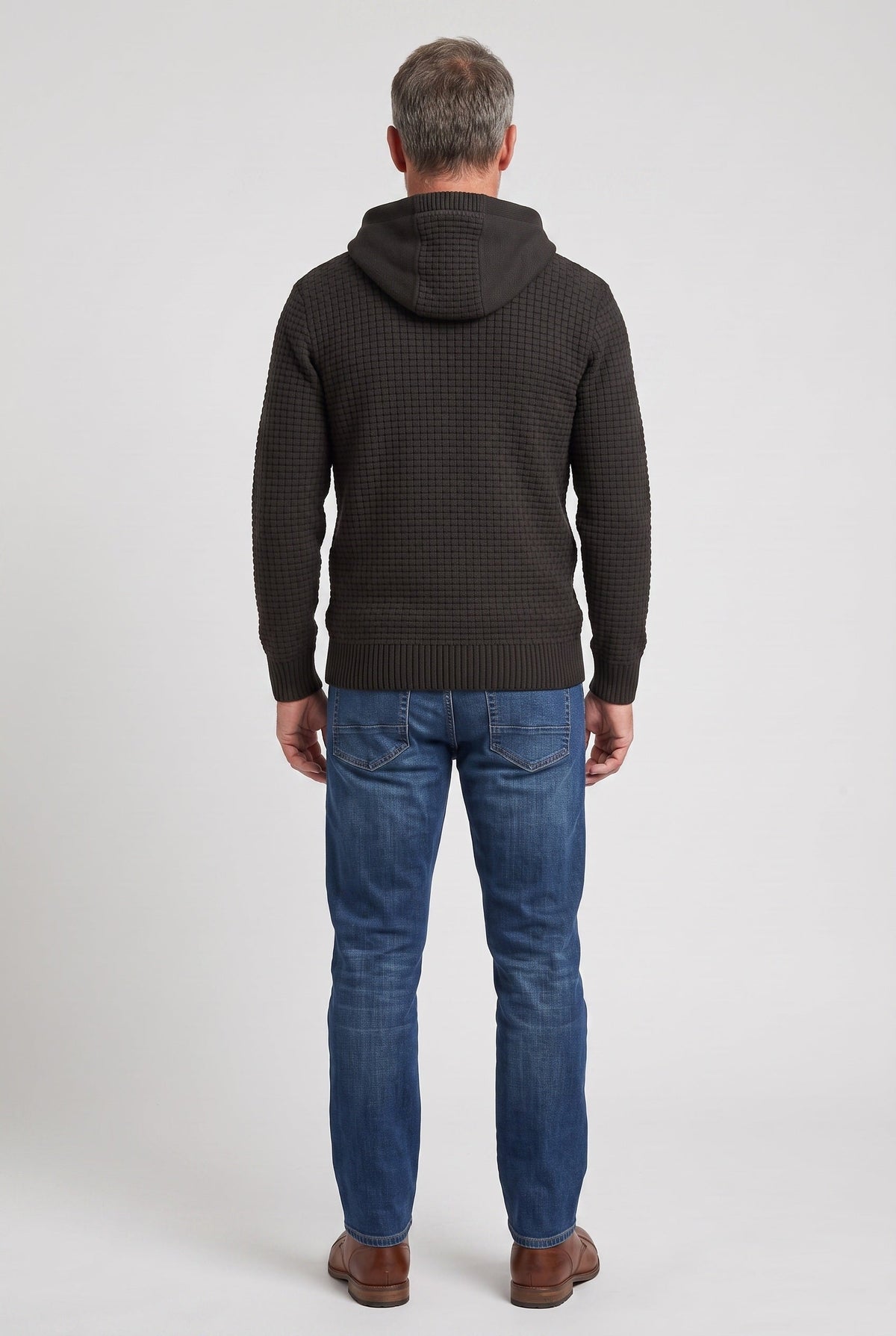 Men's Hoodie | Waffle Texture Crossover Hood - 3