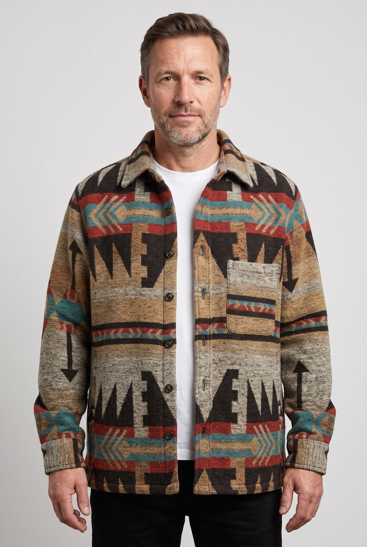 Men's Jacket | Aztec Print Button Front - 1