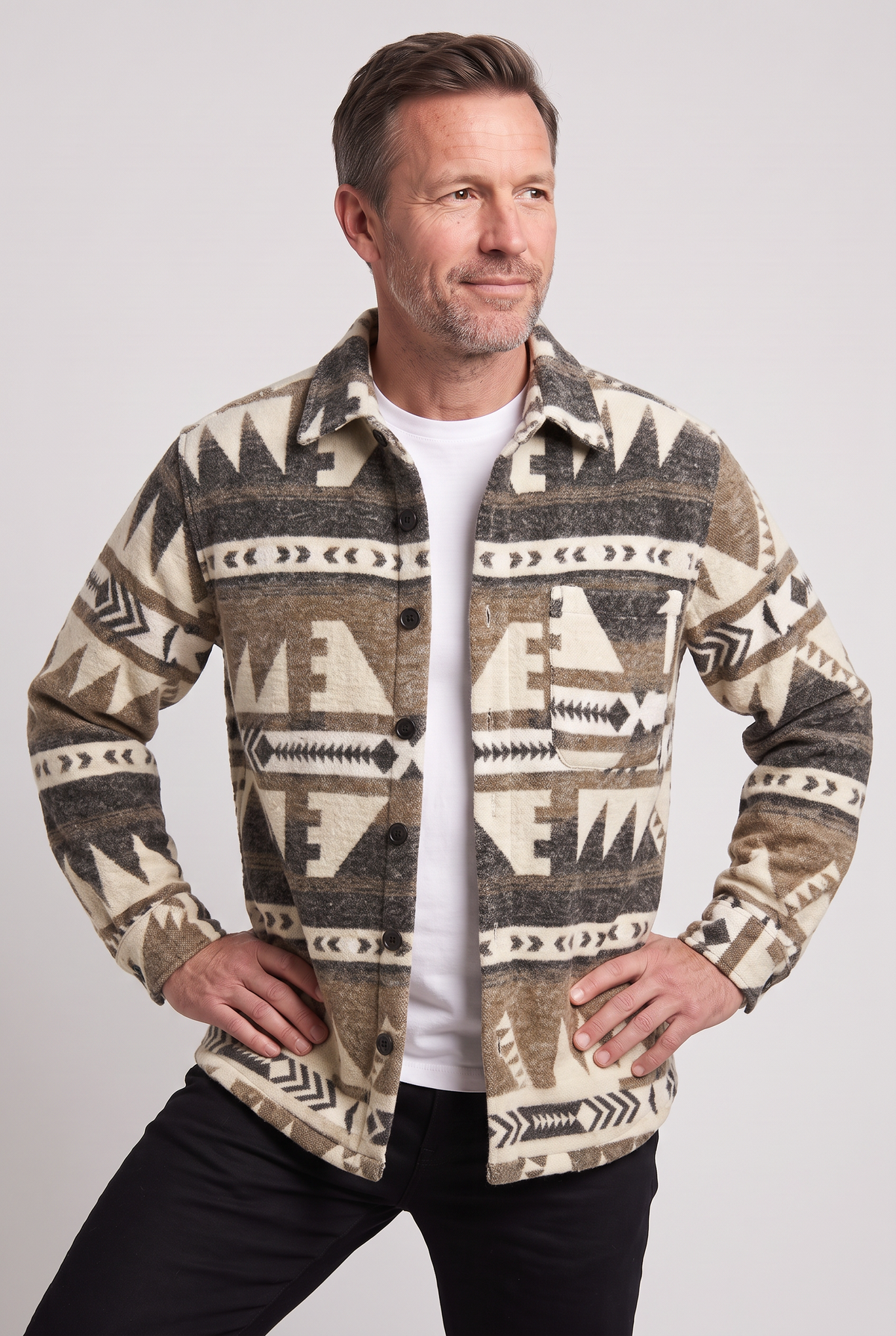 Men's Jacket | Aztec Print Button Front - 5
