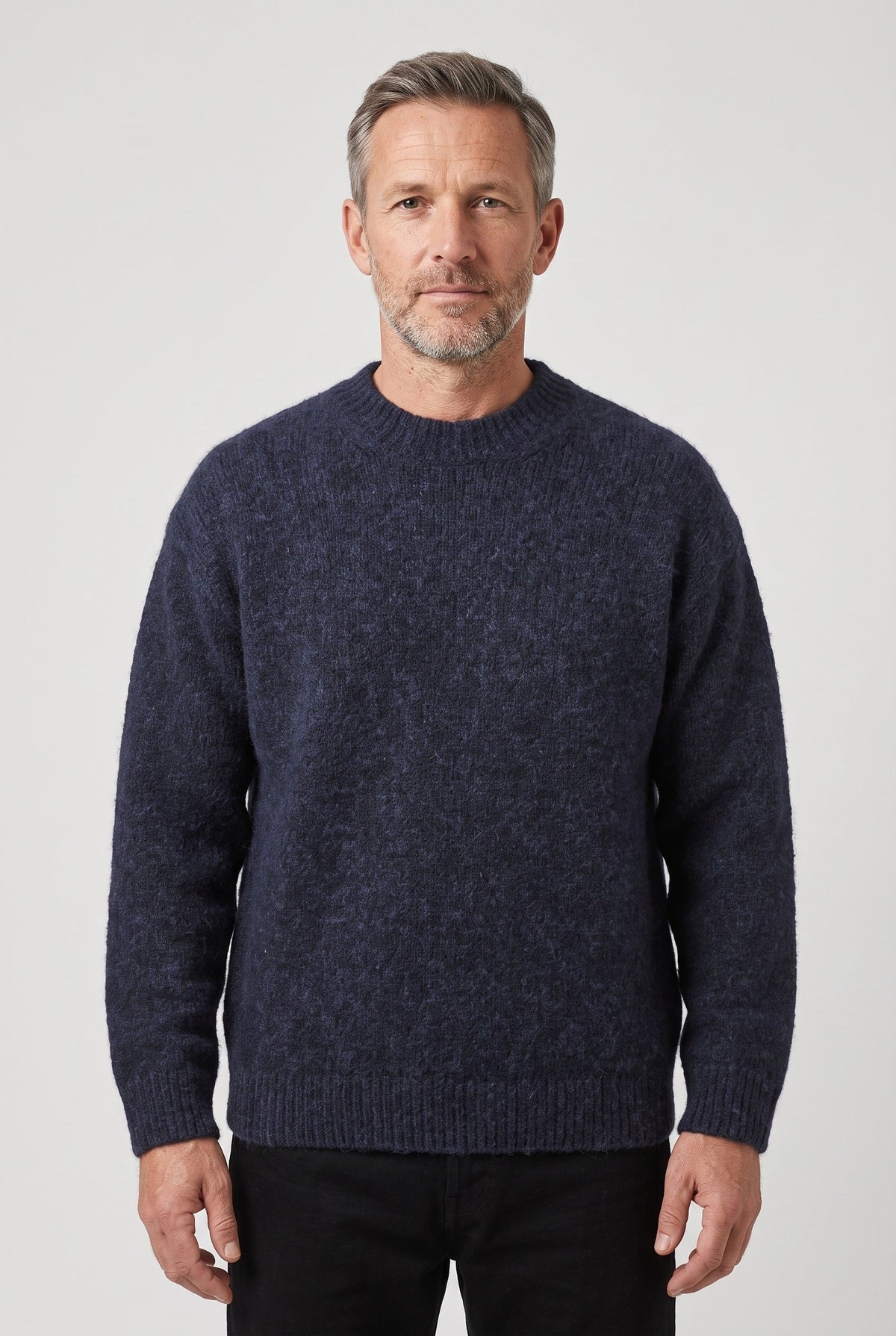 Men's Knit Sweater | Crew Neck Brushed Texture - 1