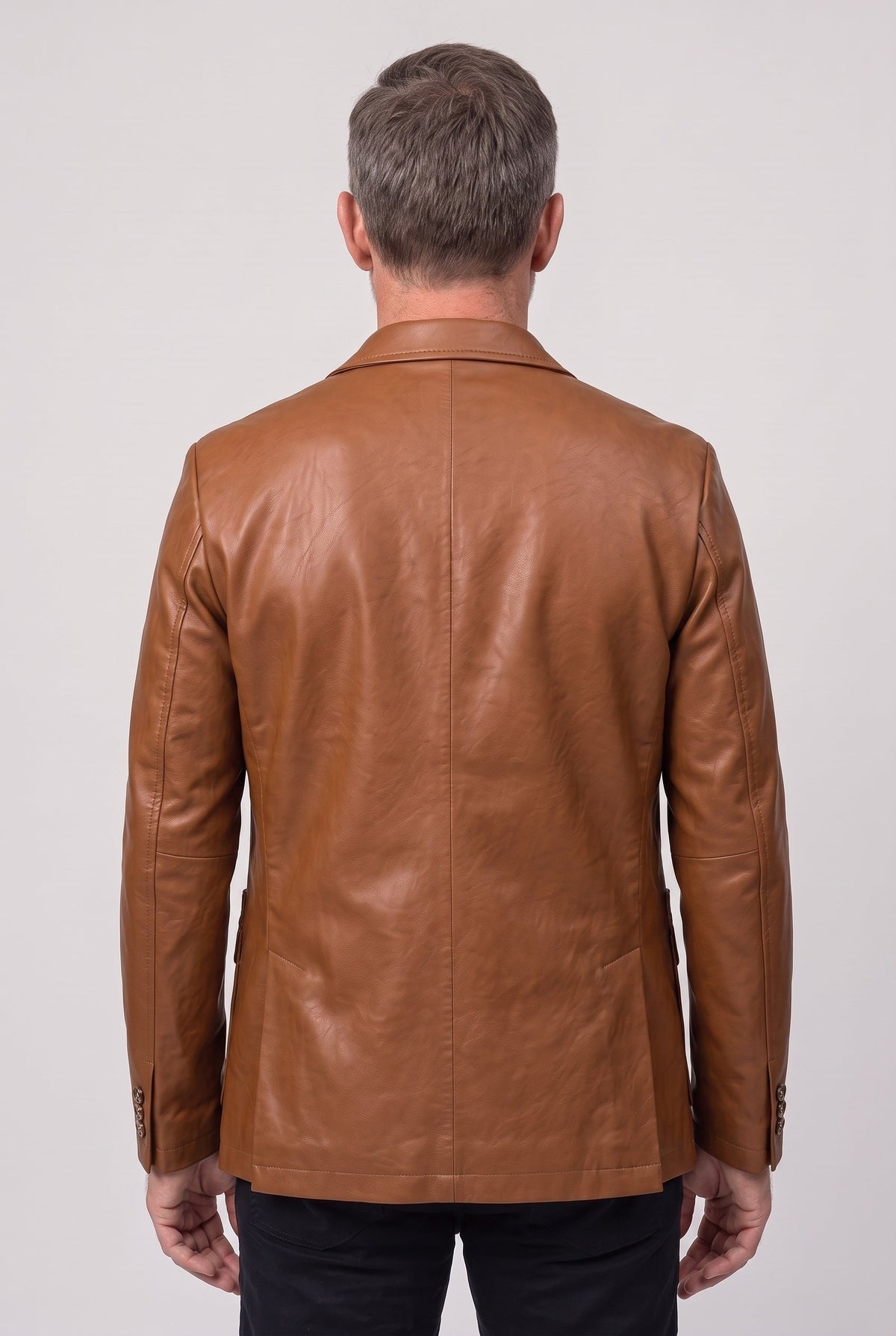 Men's Leather-Look Jacket | Notch Lapel Two Button - 2