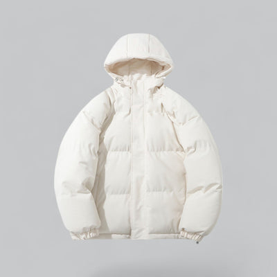 Men's Puffer Jacket | Hooded Oversized Quilted Drawstring Hem - 6